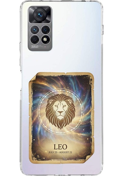 Redmi Note 12 Pro 4g İle Uyumlu Burç Kartları Aslan Tasarımlı Şeffaf Silikon Kılıf Şeffaf