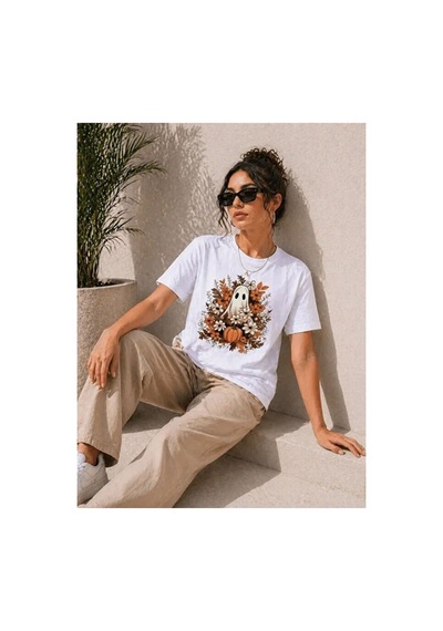Butik İstanbul Balkabağı Hayalet Baskılı Tişört Kısa Kol Yazlık T-shirt - Beyaz Butik İstanbul Balkabağı Hayalet Baskılı Tişört Kısa Kol Yazlık T-shirt - Beyaz