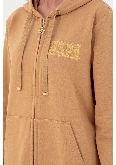 U.S. Polo Assn. Kadın Camel Kapüşonlu Sweatshirt 50289545-VR015