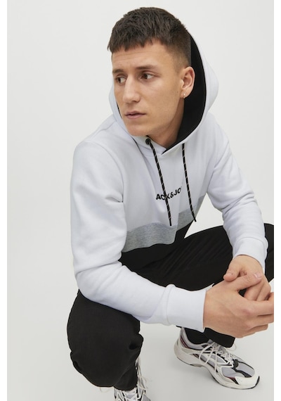 Jack & Jones Erkek Sweat 12233959 Beyaz-siyah Beyaz - Siyah
