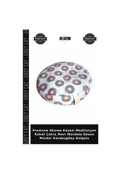 Premium Okuma Köşesi Meditasyon Rahat Çakra Mavi Mandala Desen Minder Karabuğday Dolgulu