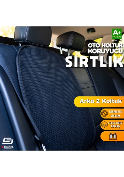 Oto Arka Koltuk Sırt Koruyucu Kılıf Siyah Universal 2 Parça A+ Kalite