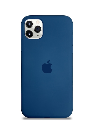 Apple Uyumlu  iPhone 11 Pro Max ile Logolu Silikon Kılıf Altı Kapalı İçi Kadife Lansman Arka Kapak