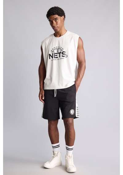 Defacto Nba Brooklyn Nets Yan Şeritli Standart Fit Şort H8284ax26aubk81 Siyah-bk81