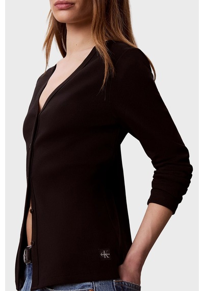 Calvin Klein Logolu V Yaka Düğmeli Hırka Lv047g207gub1 Kadın Hırka Lv047g207g Ub1 Siyah