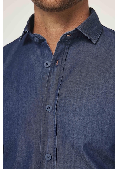 Tudors Slim Fit Uzun Kollu Dar Kesim İtalyan Yaka 4 Mevsim Düz Denim Lacivert Erkek Gömlek-31308-lacivert Lacivert Tudors Slim Fit Uzun Kollu Dar Kesim İtalyan Yaka 4 Mevsim Düz Denim Lacivert Erkek Gömlek-31308-lacivert Lacivert