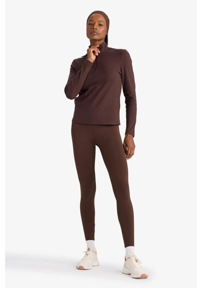 Defacto Defactofit Toparlayıcı Yüksek Bel İçi Yumuşak Tüylü Beli Saran Basic Düz Sporcu Tayt W8206az25aubn192 Kahve