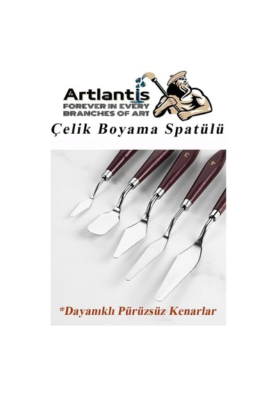 Artlantis Çelik Spatül 5 Li Set Resim Ve Heykel Çelik Spatula Esnek Palet Bıçağı Pasta Spatulası 1 Paket
