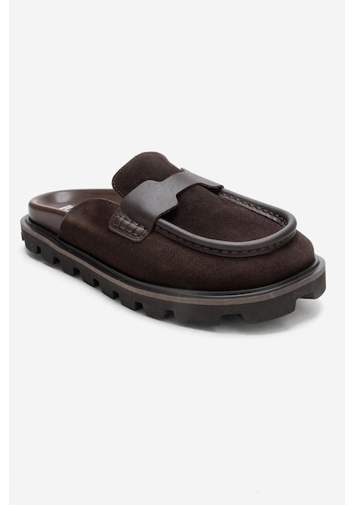 Luvishoes Vela Kahverengi Süet Hakiki Deri Kadın Terlik Kahverengi