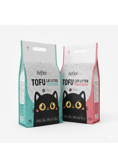 Reflex Tofu Marsilya Sabun Kokulu Ve Bebek Pudrası Kokulu Kedi Kumu 2 Adet 7 Lt
