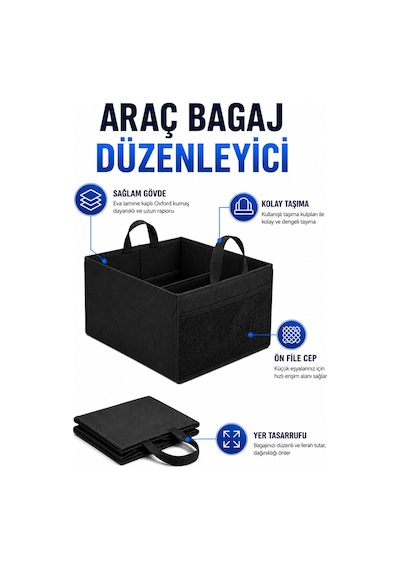 Araba Bagaj Çantası Araç İçi Bagaj Düzenleyici Araç Bagaj Organizer Oto Bagaj Düzenleyici 40x30x25cm