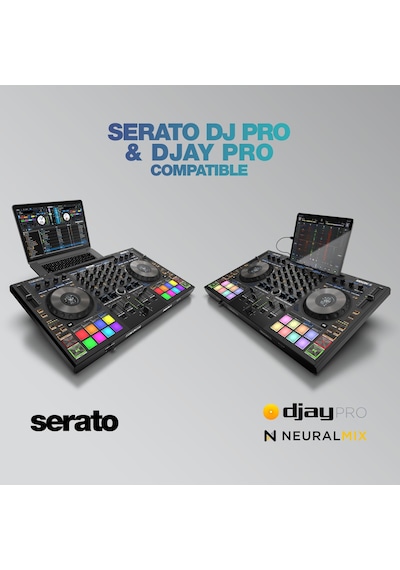 Reloop Mixon 8 Pro 4-kanallı Profesyonel Hybrid Dj Controller Serato Dj Pro & Algoriddim Djay Pro Ai Mac, Pc, Apple iOS & Android Uyumlu