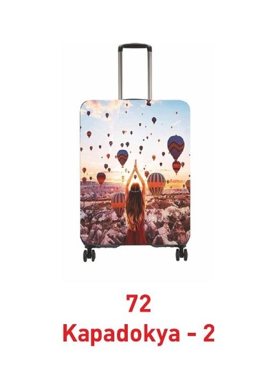 My Saraciye My 72 Kapadokya 2 Valiz Kılıfı / Bavul Koruyucu Örtüsü Büyük, Orta, Kabin Boy Set Beyaz