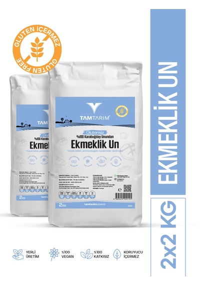 Tam Tarım Glutensiz %100 Tam Çiğ Karabuğday Unundan Ekmeklik Un 2 x 2 KG