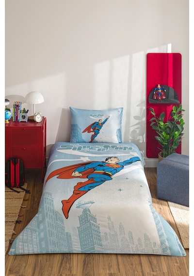 Özdilek Superman Hero Tek Kişilik Lisanslı Lastikli Çarşaf Çocuk Nevresim Takımı Mint