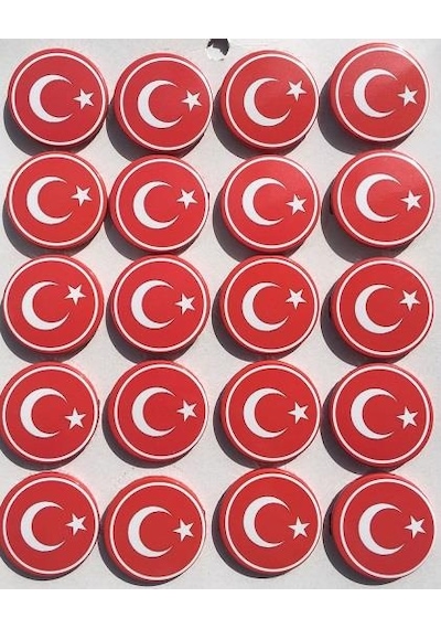 20 Adet Kırmızı Ay Yıldız Türk Bayrağı Yaka Rozeti