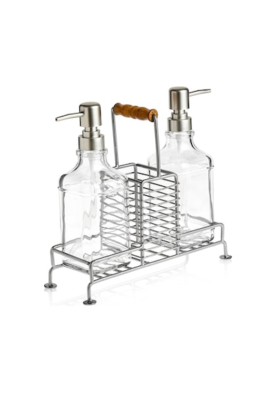 Mienn Stantlı 2'li Mutfak Sıvı Sabunluk Seti - Inox - 380 Ml Çok Renkli