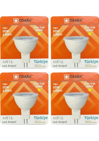 4 Adet Osaka 7w 50w Sarı Işık 3000k G4 Duylu İğne Bacak Led Çanak Ampul