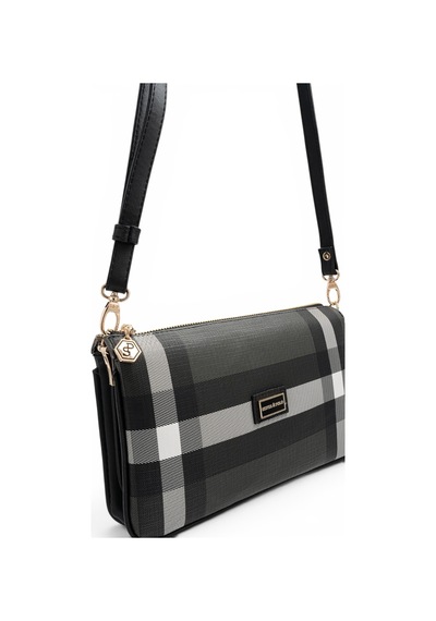Silver & Polo Silver Polo Siyah - Siyah Ekose Kadın Çapraz Çanta Sp1291