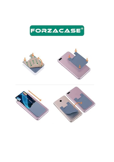 Forzacase Tüm Cep Telefonları İle Uyumlu 3m Yapışkanlı Silikon Cüzdan Kartlık Cep - Fc1179 Siyah