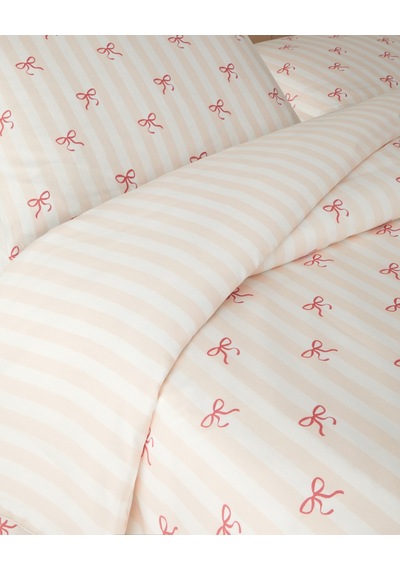 Ribbon Glow Kolay Ütülenir Çift Kişilik Nevresim Seti 200x220 Cm Pembe