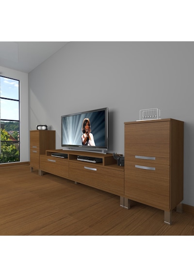Decoraktiv Ekoflex On2 Slm Krom Ayaklı Tv Ünitesi Tv Sehpası Ceviz