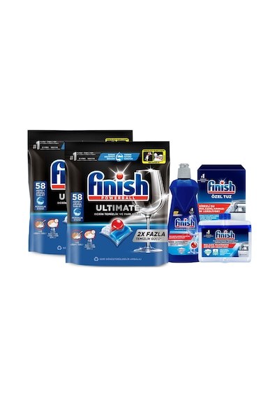 Finish Ultimate Bulaşık Makinesi Deterjanı Kapsül Tablet 116 Adet (58 x 2) + Temizlik ve Bakım Seti