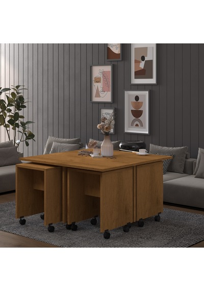 Asra Trend Akıllı Orta Sehpa OS003 %100 MDF 5 Parça Yavrulu Puf Sehpa Seti Petra
