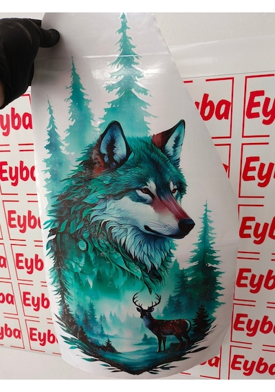 Kurt Ve Geyikler Doğal Yaşam Kamp Karavan Doğal Sticker 40x75 Cm Renkli Baskı
