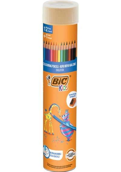 Bıc Evolution Kuru Boya Kalemi Seti, 12+1 Renk, Metal Tüp, Dayanıklı Ve Canlı Renkler Çok Renkli