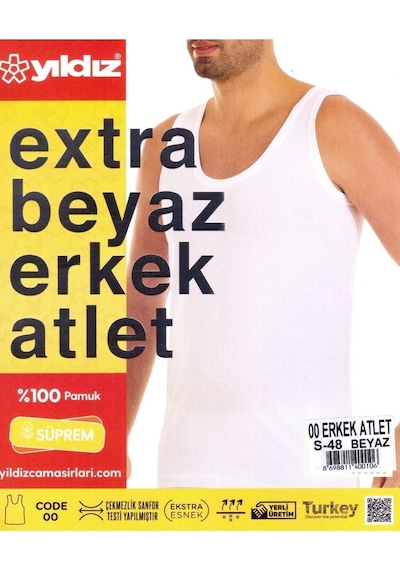 3'lü Siyah Erkek Penye Süprem Pamuk Atlet 001
