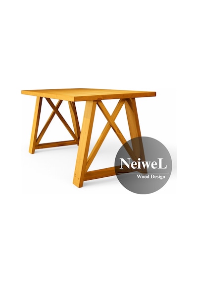 Neiwel Garden Mare Doğal Ahşap Bahçe Yemek Masası-70-140 Açık Ceviz