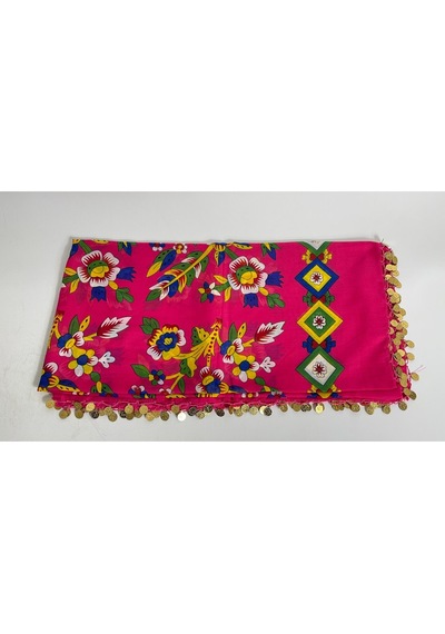 Çengelköy Desenli Pullu Yazma 100x100 Cm Etnik Çiçekli Başörtüsü Çeyizlik Ve Günlük Pembe