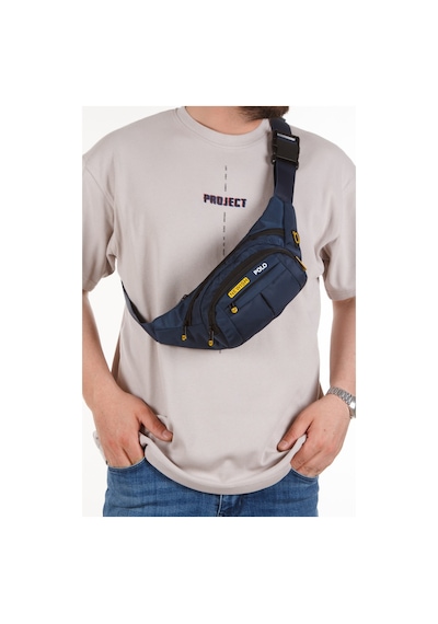 Newish Polo Erkek Kumaş Usb Kulaklık Çıkışlı Crossbody Çapraz Göğüs Omuz Ve Bel Çantası New201 - Lacivert