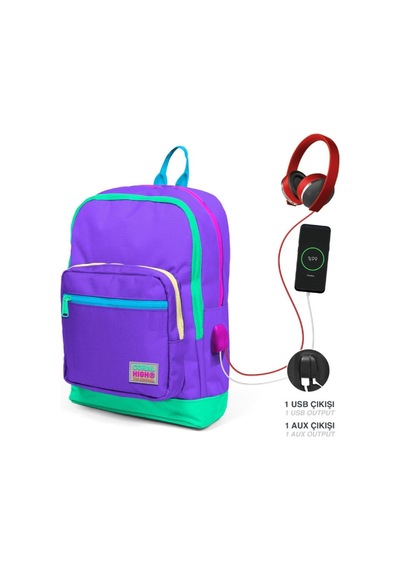 Coral High Mor Usb Soketli Üçlü İlkokul Çanta Seti - Kız Çocuk