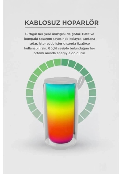Premium Torima Bluetooth Hoparlör Rgb Işıklı Bts-1953 Beyaz Kamp Ofis Piknik
