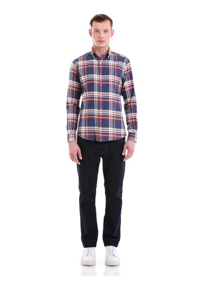 Hatemoğlu Lacivert Slim Fit Kareli 100% Pamuklu Düğmeli Yaka Uzun Kollu Kl Lacivert Hatemoğlu Lacivert Slim Fit Kareli 100% Pamuklu Düğmeli Yaka Uzun Kollu Kl Lacivert