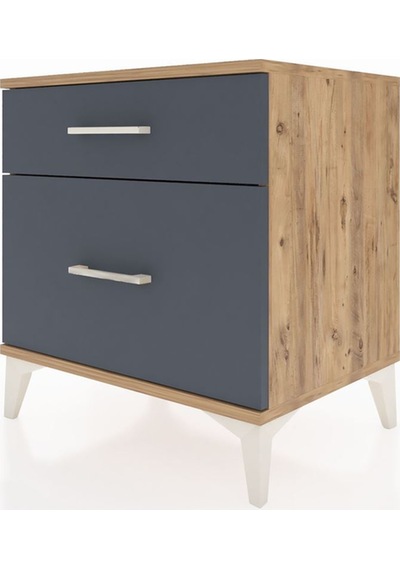 Hyperion Komodin 2 Çekmeceli 60x44x64 Çam-antrasit Atlas Çam