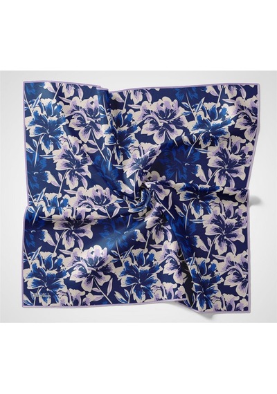 Silk Home Pamuk Polyester Eşarp Saks Mavi Büyük Papatya Desenli Soft Dokulu Kaymaz 90x90 Çok Renkli