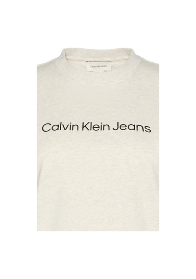 Calvin Klein Kadın Classic Regular Fit Logo Baskılı T-shirt - Ekru Vanilla Heather