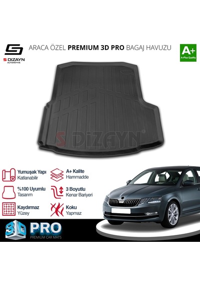 S-dizayn Skoda Octavia 3d Pro Bagaj Havuzu 2013-2017 A+ Kalite