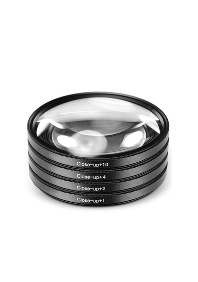 Ayex 40.5mm Close-up Filtre Seti 4 Lü +1, +2, +4, +10 Optik Cam, Metal Çerçeve, Taşıma Çantalı