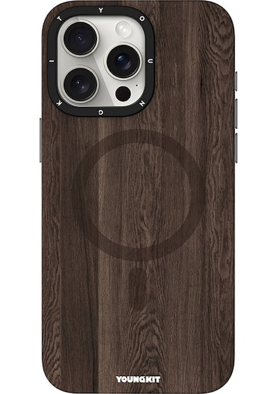 Youngkit Apple Uyumlu iPhone 14 Pro Max Kılıf Magsafe Şarj Özellikli Youngkit Ahşap Desenli Wood Forest Serisi