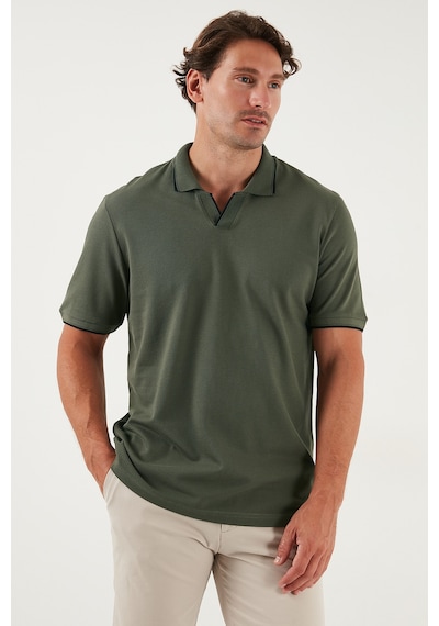 Buratti Pamuklu Regular Fit Şerit Detaylı Erkek Polo Yaka T Shirt 5902964 Haki