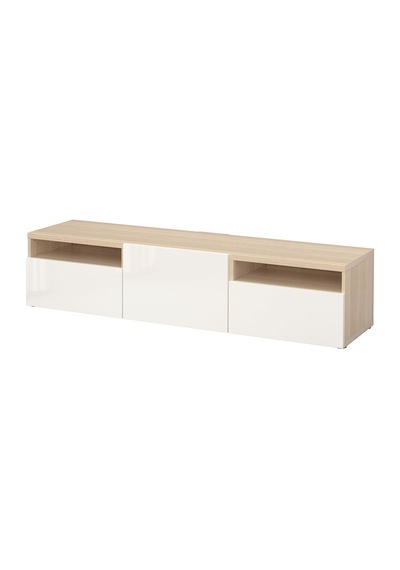 Tv Sehpası, Ağartılmış Meşe Görünümlü-parlak Cila-beyaz, 180x42x39 Cm, Selsvıken, Fren Raylı Beyaz Tv Sehpası, Ağartılmış Meşe Görünümlü-parlak Cila-beyaz, 180x42x39 Cm, Selsvıken, Fren Raylı Beyaz