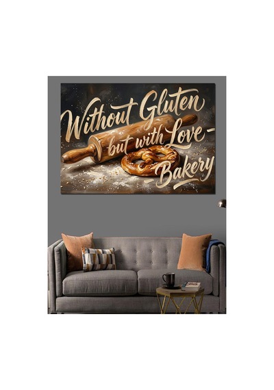 Glutensiz Ve Sevgiyle Pişmiş Ekmek Yağlı Boya Dokulu Kanvas Tablo Canvas Tablosu