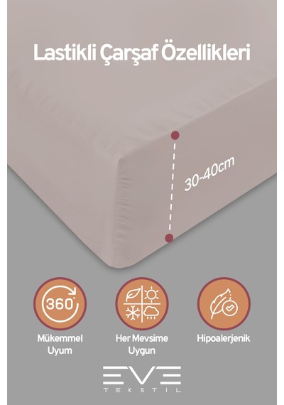 Eve Tekstil %100 Pamuk Ranforce Çarşaflı Yastık Ve Yorgan Kılıflı Çift Kişilik Nevresim Takımı 200x220 Cm Kahverengi
