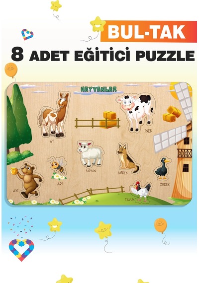 Ahşap Türkçe 8 Li Mega Set Eğitici-öğretici Yapboz