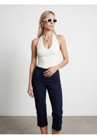 Dilvin 21231 Halter Yaka Bodysuit-ekru