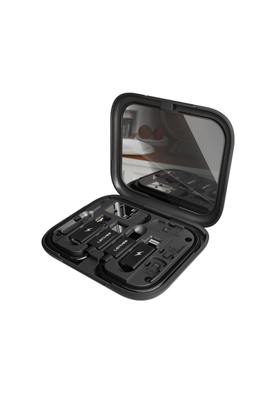 Lenyes Lb602 6in1 Type-c To Type-c Kablolu 60w Çevirici Adaptör Seti Standlı Saklama Kutusu Siyah